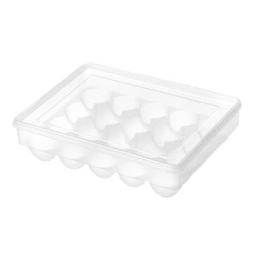 Imagem de WeiLaiKeQi Porta-ovos, bandeja para ovos, reutilizável, fixo com tampa, caixa de armazenamento, recipiente transparente para ovos, organizador de geladeira para, 20 Grades