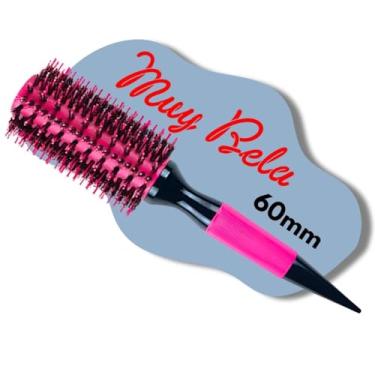 Imagem de Escova de Cabelo Profissional Redonda Cerdas Javali e Nylon (Rosa, 60mm)