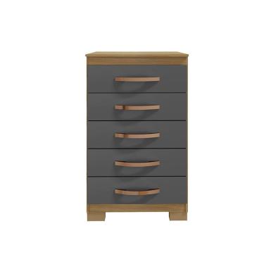 Imagem de Cômoda Santos Com 5 Gavetas 90x56 Carvalgo Americano Grafite EdeCasaMoveis