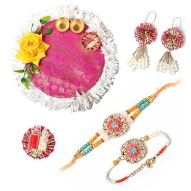 Imagem de IGH 2 Rakhi para irmão e casal Bhabhi Lumba para Bhai, cunhada, Bro Rakhi Threads on Rakshabandhan Designer Rakhee pulseira, Pack of 2, Sem Pedra Preciosa