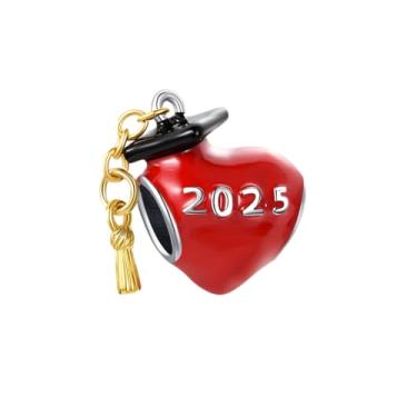 Imagem de MiiFort Pingente de coração de formatura compatível com pulseiras Pandora Charms, One Size, Cobre, Sem Pedra Preciosa