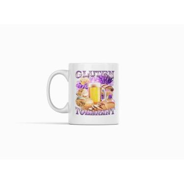 Imagem de Caneca Tolerante ao Glúten - Presentes engraçados para amantes de pão e cerveja Caneca de café - Presente divertido com tema de carboidratos para homens e mulheres - Design de trigo arrojado - Copo de
