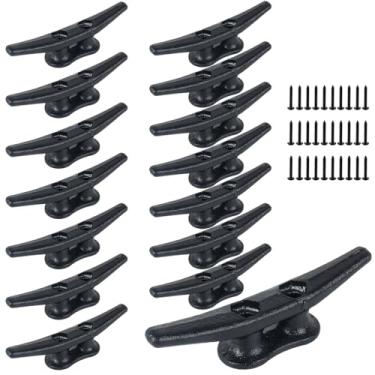 Imagem de ORLANG Chuteiras de doca de 10 cm, chuteiras pretas revestidas eletroforéticas com ferragens, travas de doca de barco, grampo de corda para docas de barco, decks ou decoração náutica (pacote com 15)