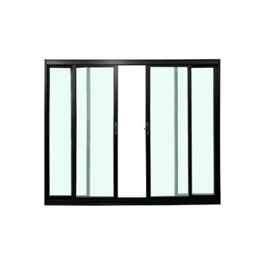 Imagem de Janela de Correr 4 Folhas 100x150 cm Linha Esmeralda – Alumínio Preto com Vidro Liso 3mm – Lumineziri Esquadrias