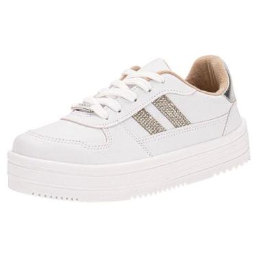 Imagem de Tênis feminino casual moleca 5782315, Branco, Prata, 37