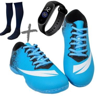 Imagem de Chuteira Futsal Quadra Adulto Infantil Meião E Relogio Colada e Costur