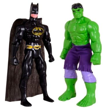 Imagem de Kit Dupla De Heróis Incrível Hulk Batmam Traje Articuláveis