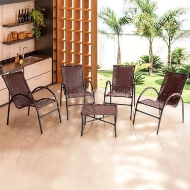 Imagem de Conjunto de Mesa de Centro e 4 Cadeiras Ônix para Área Externa