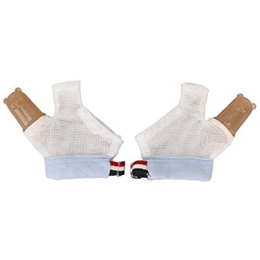 Imagem de 1 par de polegar sucking stop luvo macio ajustável com protetor de tratamento de polegar de fivela para criança (Azul)