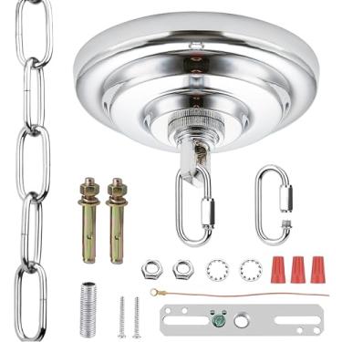 Imagem de MAYOMAJO Kit De Cobertura Luz 5-5/16" Com Corrente Suspensão 6 Pés, Resistente, Placa Reposição Para Lustre, Luminária Pendente, Ventilador Teto, Cesta Flores Ou Projetos "Faça Você Mesmo" (Cromado)