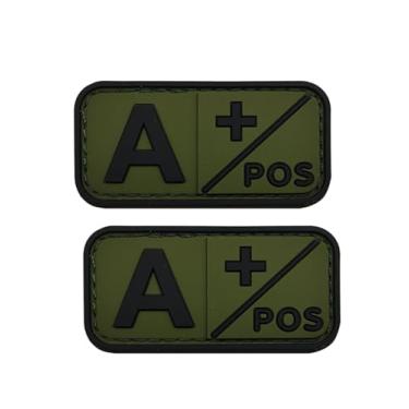 Imagem de Ruoming 2 peças externas 3D PVC borracha macia tipo sanguíneo médico, crachá de gancho de resgate, emblema de moral, acessório DIY (verde A+)