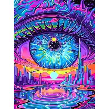 Imagem de PUAGEMTI Pintura de diamante de olho DIY, a pintura caprichosa para os olhos por números para iniciantes, kits de arte de diamante redondo completo para decoração de quarto e decoração de sala de