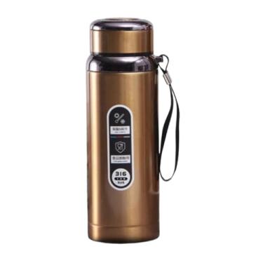 Imagem de Garrafa Térmica Inox 600ml com Strass Squeeze Camping Vedação Dourada