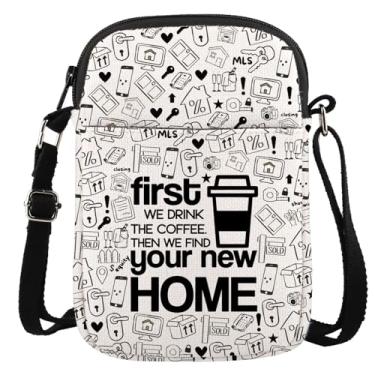 Imagem de Presente de agente imobiliário presente de fechamento de corretor de imóveis primeiro bebemos o café e depois encontramos sua nova bolsa transversal para casa, New Home Cr, Multifuncional