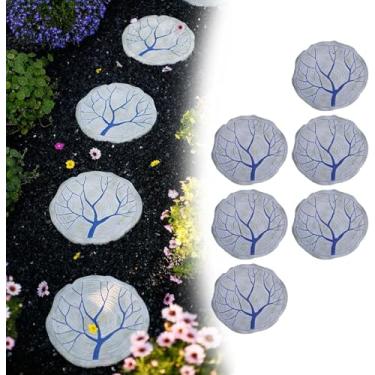 Imagem de Pedra De Pisar De Gramado De Pátio Redondo 3pcs 6pcs, Pedras Decorativas De Estilo Chinês Para Jardim, Pedras De Pavimentação De Padrão De Tronco De Árvore, Enfeite De Exterior, 6-pack