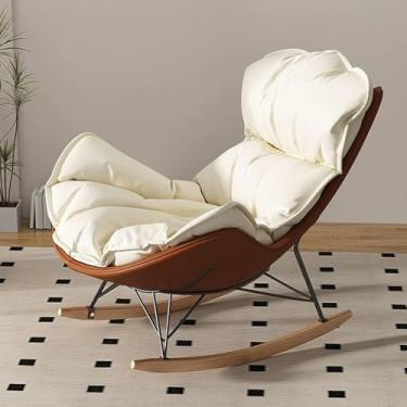 Imagem de Cadeira De Balanço, Cadeira De Balanço, Cadeira Moderna Para Sala De Estar, Estofada, Cadeira De Balanço, Cadeira De Relaxamento, Cadeira Lounge, Única, Cadeira Lateral, Brown+beige, Size