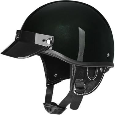 Imagem de Capacete De Motocicleta Meio Capacete Estilo Alemão Vintage Capacete De Rosto Aberto Com Viseira De Sol Dot Ece Aprovado Helicóptero Scooter Acidente Capacetes De Ciclomotor Retrô, E, S=55~56cm