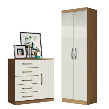 Imagem de Cômoda Sapateira Milão 2014145 E Armário Multiuso New 2000192 Atacama Off White - Aramóveis