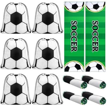 Imagem de SmoothNovelty 12 peças de lembrancinhas de festa esportiva com 40 x 12 toalhas de resfriamento de futebol e mochila de cordão de futebol de 33 cm, bolsa de microfibra para atletas, academia