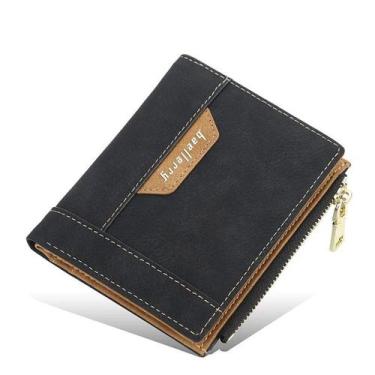 Imagem de Carteira Masculina Com Zíper Slim Couro Premium Baellerry, Preto