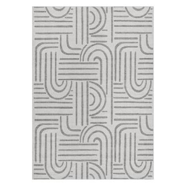 Imagem de GarveeHome Tapetes laváveis de 20 x 25 cm para sala de estar, tapete geométrico boêmio abstrato macio arco-íris antiderrapante com borracha, resistente a manchas, para quarto, sala de jantar, cinza