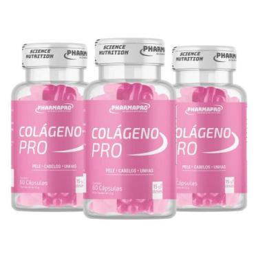 Imagem de Kit 3x Colágeno Pro Pharmapro  Suplemento Alimentar 180 Cápsulas