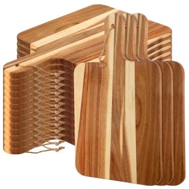 Imagem de Geetery 16 peças tábua de corte de madeira de acácia tábuas de madeira para cozinha a granel com alça bandeja de servir charcutaria para pizza, pão, queijo, frutas, legumes, presente de inauguração de