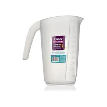 Imagem de Jarra Medidora, Plástica, 1L, Design Clássico, Translúcida com Marcações de Medida