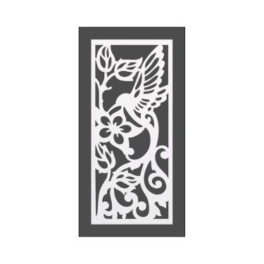 Imagem de Quadro Decorativo Branco Mdf Beija-Flor Tribal 40X20Cm