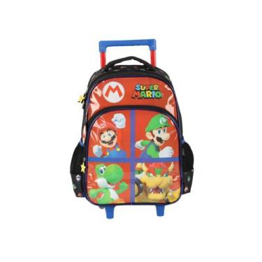 Imagem de Mochila De Rodas Super Mario Bros Meninos Escolar Infantil, Vermelho/M