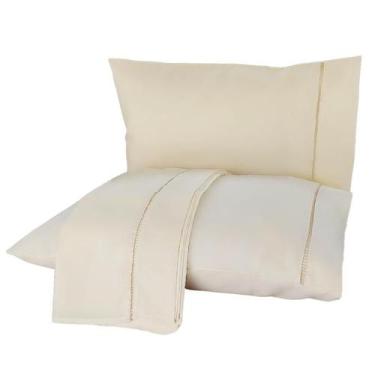 Imagem de Jogo de Cama Casal 3p Lençol sem Elástico + Fronha 100% Algodão Percal