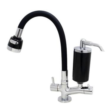 Imagem de Torneira de Cozinha de Mesa Preto Com Filtro Blindado Preto Cone Gourm