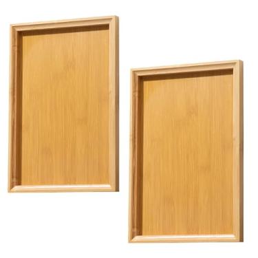 Imagem de 2 bandejas de bugigangas de 22 x 13 cm, bambu, para servir de toalhas, prato, chá, frutas, prato de joias, bandeja decorativa (P)