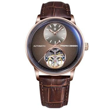 Imagem de BETTIMER Pagani Design Relógio Mecânico Automático Masculino Movimento Mecânico Exposto 42 mm Aço Inoxidável 316L com Pulseira de Couro PU 100 m Resistente à Água (10 ATM) Vidro de Cristal de Safira