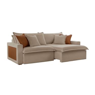 Imagem de Sofá 3 Lugares Retrátil e Reclinável Dubai Veludo Marrom 190 cm