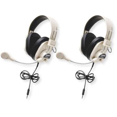 Imagem de 3066AVTCT Pacote com 2 fones de ouvido estéreo superauriculares de luxo, redução de ruído, microfone pescoço de ganso, plugue de 3,5 mm, faixa de cabeça ajustável, almofadas substituíveis, multimídia