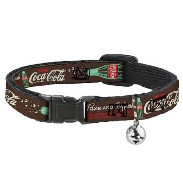 Imagem de Coleira para gatos The Coca-Cola Company, coleira separável com sino, garrafa de coca-cola para pausar e refrescar, marrom, vermelho, branco, 21 a 30 cm de largura