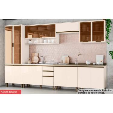 Imagem de Cozinha Modulada Henn Connect 9 Peças (3Aéreos+3Balcões+1Paneleiro+2Complementos) C5P86 Off White-Henn