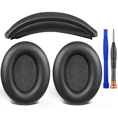 Imagem de SOULWIT Almofadas de Orelha + faixa de cabeça, Kit de Substituição para Sony WH-1000XM3 (WH1000XM3) Auscultadores Over-Ear, Parte de Reparo de Almofadas de Orelha - Preto