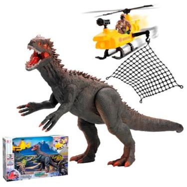 Imagem de Playset Jurassic Brinquedo Interativo Com Dinossauro Soldado Helicópte