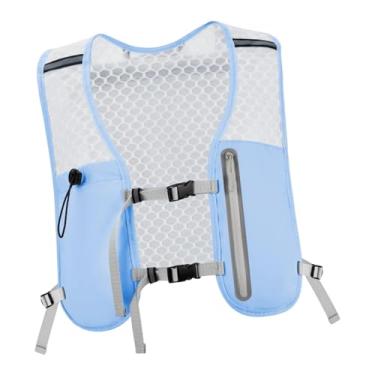 Imagem de simhoa Mochila de hidratação para corrida, colete, bolsos para celular, bolsa esportiva respirável, colete de hidratação para trilha, corrida, viagem, Azul