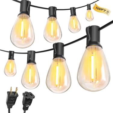 Imagem de CABOCASA Cordão de luzes externas de 3,5 m para luzes externas de pátio com 50+2 lâmpadas LED S14 à prova de estilhaçamento, luz de suspensão externa à prova d'água para varanda jardim cercas quintal