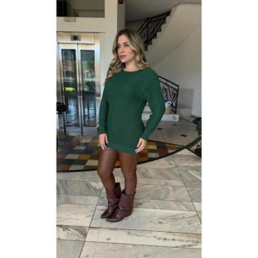 Imagem de Blusa Suéter Over Size De Inverno Manga Longa Básica Inverno Feminina 