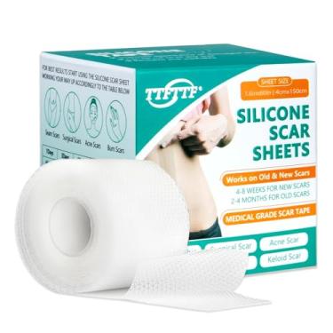 Imagem de Fita de silicone para cicatriz, folhas de silicone para cicatrizes (rolo de 1,6 x 152,4 cm - 1,5 m), fita de silicone reutilizável de grau médico para cicatrizes, cesariana, queloide, acne