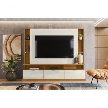Imagem de Painel Home Bilbao 2024 P- Tvs Até 70 3 Portas E Prateleiras P- Itens - Jequitiba-off White Perolizado