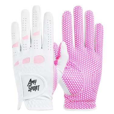 Imagem de Luvas de golfe Amy Sport femininas mão esquerda direita todas as condições climáticas Valor de chuva 2 pacotes, luva feminina rosa macia Lh Rh ambas ajuste à mão tamanho pequeno médio grande GG, Small