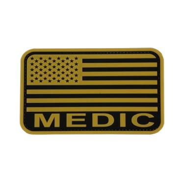 Imagem de uuKen Patch de bandeira médica 7,5 cm × 5,2 cm PVC amarelo com gancho traseiro para kit de primeiros socorros bolsas bolsas coletes porta-placas (amarelo, P 7,5 cm × 5.1 cm)