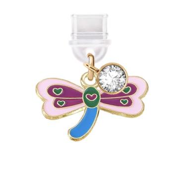 Imagem de ELISE & FONDA TP790 Tipo-C porta de carregamento cristal antipoeira pingente de celular Little Dragonfly para iPhone 15/16/Samsung/OnePlus/Xiaomi/oppo telefones Android (arco-íris)