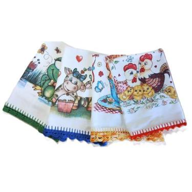Imagem de Pano de Prato de algodão tamanho 67 x 42 cm Kit com 4 unidades - OBER