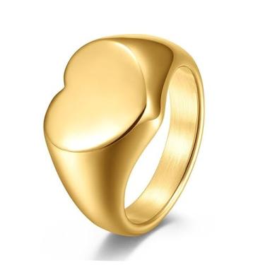 Imagem de MYNENEY Anéis de aço inoxidável com sinete de coração, alianças de noivado para mulheres, anéis de compromisso para ela, tamanho 6-12, 5, Aço inoxidável, Sem pedra preciosa